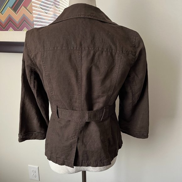 Ann Taylor Brown Linen Blend Jacket S - Picture 3 of 5